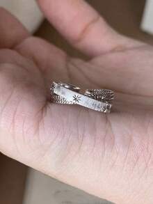 1枚优雅时尚四角星银色缠绕戒指，适合女性日常、约会、派对佩戴，也是送给爱人的礼物，情人节礼物。 - 銀色 - 查看 7
