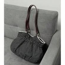 Fashionable Bow Polka Dot Exquisite Shoulder Bag, Niche Design Large Capacity Color Blocked Lace Tote Bag, Sweet Temperament Versatile Cute Armpit Bag, Suitable For Shopping, Commuting, Work, Daily Outings, Dates - White - View 8
