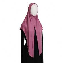 Women's Solid Color Simple Versatile Muslim Jersey Instant Hijab, Pullover Hijab For Quick And Easy Wear, Breathable Elastic Beaded Sweatshirt Fabric Muslim Headscarf, New Spring/Summer Style - Multicolor - View 14