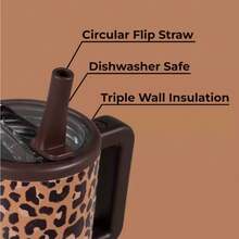HYDRO-JUG, 40OZ, Leopard Print, Blair, Stainless Steel Straw Insulated Cup. Two Models: A Large Capacity Insulated Mug With Vacuum Insulation, Featuring A Handle, Straw, And Leak-Proof Lid. The Two Designs Are Exquisite: The Leopard Print Version Is Wild And Showcases Individuality; The Blair Pattern Version Is Retro And Youthful, Gentle And Versatile. It Has Long-Lasting Temperature Retention, Is Sealed And Leak-Proof, And Is Portable For Travel. It Is Suitable For All Scenarios Such As School, Workplace, Outdoor Activities, Home, Fitness, And Travel, And Can Be Used By All Types Of People. It Is A Holiday Gift, Birthday Present, Beautiful And Practical, And Very Eye-Catching. - 豹紋 - 查看 4