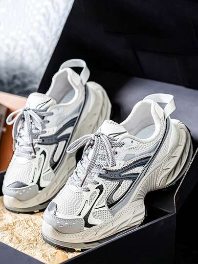 Men's Breathable New Mesh Thick-Sole Dad Sneakers, Casual Height-Increasing Popular Sports Shoes