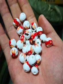 30颗简约陶瓷珠，千花釉圆珠，DIY首饰制作陶瓷珠 - 8mm - 查看 39