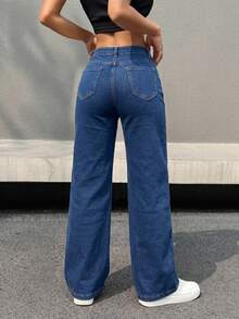 Jeans Wide Leg de Talle Alto, Ultra Cómodos para un Look Diario Imphttps://img.ltwebstatic.com/v4/j/spmp/2026/04/29/d2/17774116461c3d26b0d650e4d816505b3f7c6dc367.jpgecable. - Azul Oscuro ZR111 - Ver 6