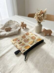 1pc Coin Purse, Storage Bag, Makeup Bag, Card Holder, Earphone Case, Featuring Cute Bear & Capybara Print Pattern, Compact Pouch With Clasp To Hold Coins, Cards, Accessories, Keys, Multifunctional Storage Bag, Ideal Gift For Girls And Boys - Multicolor - View 3