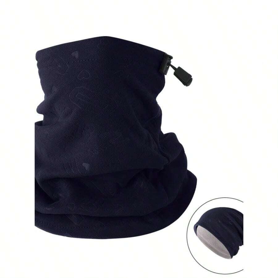 Winter Electric Vehicle Windproof Mask Men's Letter Warm Neck Scarf Plus Velvet Thickened Particle Velvet Cervical Vertebra Cold Protection Neck Cover - Màu xanh hải quân + Dưới 60cm - Xem 1