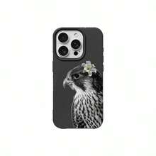 1 pieza Funda de teléfono con material TPU y diseño de flor de lirio y águila, compatible con iPhone 17 Pro Max/17/16 Pro Max/15/13/12/11, S20 FE/A15/S24/A55, Note 11/Note 12/Note 13 Pro, cobertura completa, protección suave anti-caídas - Negro - Ver 4