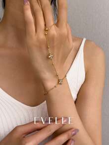 Vòng tay mạ vàng 18K thanh lịch, trang sức thép không gỉ dành cho nữ, thích hợp cho Ngày Valentine, tiệc tùng, lễ kỷ niệm, đeo hàng ngày, hẹn hò, lễ hội, năm mới, đám cưới, đi biển, kỷ niệm, quà tặng thanh lịch cho mẹ, quà tặng phong cách Bohemian cho phù dâu, sinh nhật. - Vàng - Xem 2