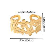 優雅 304 不鏽鋼女款手鍊，3D 花朵設計，金色，可調節尺寸，適合四季，防水、耐汗、親膚舒適，精緻小花造型，派對完美配件 - AZ-024 - 查看 5
