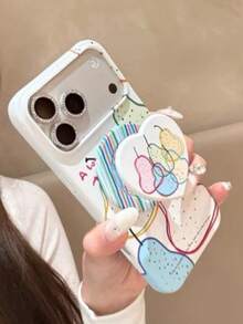 Funda protectora con soporte magnético para teléfono en estilo coreano Ins con líneas de color en forma de pera, compatible con iPhone 17, 16 Pro Max, anti-caídas - Multicolor - Ver 5