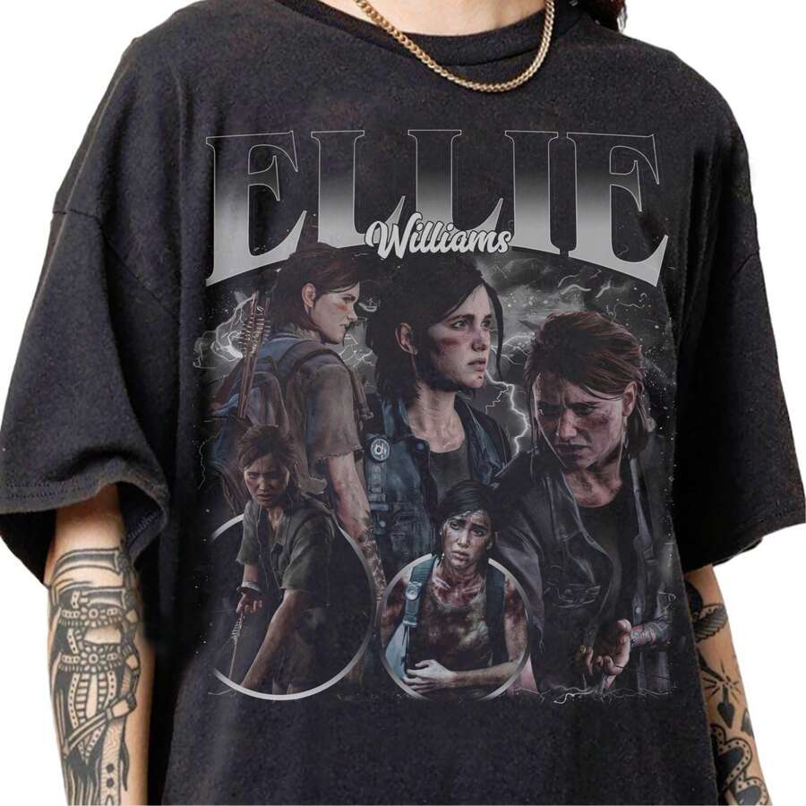 Retro 90s Vintage Ellie Williams Bootleg T-Shirt, Ellie Williams Graphic Retro Tee, Ellie Williams Sweatshirt Gifts For Women And Man - 黑色 - 查看 1