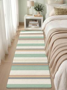 DAJIANG 1pc Bohemian Style Striped Long Kitchen Floor Mat, Outdoor Rug Suitable For Bathroom, Kitchen, Outdoor, Indoor, Hallway, Bedroom, Living Room, Machine Washable, Easy To Clean, Non-Slip Bottom, Suitable For Bedroom Decor, Japanese/Nordic Style Room Decor, Holiday Bathroom Decor, Decorative Rug, Bathroom Accessories, Outdoor Decor - Multicolor - View 4