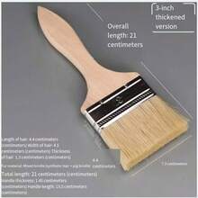 3in/3.94in Bristle Brush With Wooden Handle, Suitable For Baking, Grilling, Pancake Coating, Industrial Pig Hair Brush, Paint Brush, Soft Hair Brush, Grilling, Home Decoration, Glue, Paint Cleaning Household Brush - A - View 2