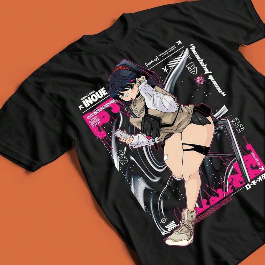 Camiseta de Anime Manga - UNISEX, Camiseta de Anime con Diseño Waifu, Camiseta Gráfica para Amantes del Anime, Camiseta de Anime Japonés, Camiseta d - Negro - Ver 1