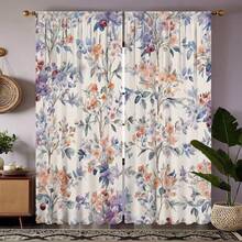Bộ 2 rèm cửa in hoa trang nhã, chất liệu polyester, mỏng nhẹ, bền và có thể giặt máy, thiết kế có khe luồn thanh treo (không bao gồm thanh treo), phù hợp cho văn phòng, phòng khách, phòng ngủ, phòng ăn, nhà bếp, phòng tắm, phòng học. Rèm cửa mỏng nhẹ dễ lắp đặt, trang trí nhà cửa hàng ngày, phù hợp cho mọi mùa. - 2pcs - Xem 6