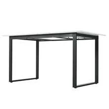 Telescopic Dining Table, 140/180 X 80 X 75 Cm, Metal Legs And Square Tubes (Modern White MDF Top With Marble Effect), Dual Use For Home And Office - White - View 5