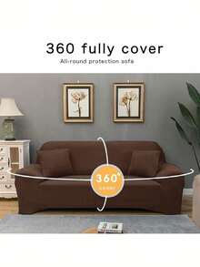 1pc Solid Color Latex Stretch Sofa Cover, Modern All-Season One-Piece Full Coverage Sofa Slipcover, Pet-Friendly Machine Washable Sofa Protector, Pet-Friendly Home Decor, 1-Seater, 2-Seater, 3-Seater, 4-Seater - Dark Brown - View 4