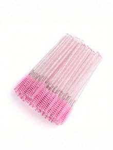 200/100/50/10 pièces Set de brosses à cils, avec un peigne à cils dans un contenant, brosse à sourcils jetable flexible, brosse pour extension de cils, brosse à sourcils, brosse à l'huile de ricin (rose cristal) - Rose bonbon - Voir 8