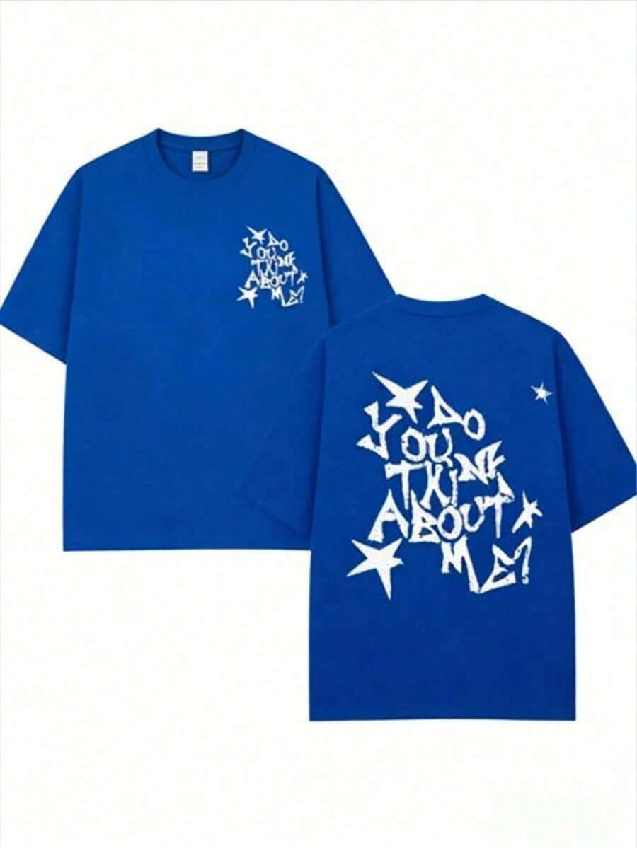 NSQK AOOU TNK Retro Short-Sleeve T-Shirt: Loose-Fitting T-Shirt With A Retro Street Style Print, Short Sleeves, Crew Neck, Machine Washable, Casual Hip-Hop Top, Suitable For Year-Round Wear, Machine Washable Japanese Shadow Hedgehog Print, Standard Size, Ready To Wear, Casual And Stylish Crew Neck T-Shirt, A Great Gift For Friends. 100% Cotton - 藍色 - 查看 1