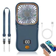 3000mAh Rechargeable Portable Neck Hanging Fan, 3-Speed Adjustable Square Foldable Handheld Fan With Digital Display, Long-Lasting Personal Cooling Fan, Ultra-Quiet USB Mini Fan Suitable For Travel, Outdoor, Office Desk - Multicolor - View 16