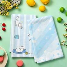 1件/2件/4件可愛雲朵印花廚房毛巾，超柔軟、快乾且吸水，卡通星星與圓點圖案設計，甜美日系風格，可機洗，適合餐廳或廚房裝飾，日常手巾 - 彩色 - 查看 13