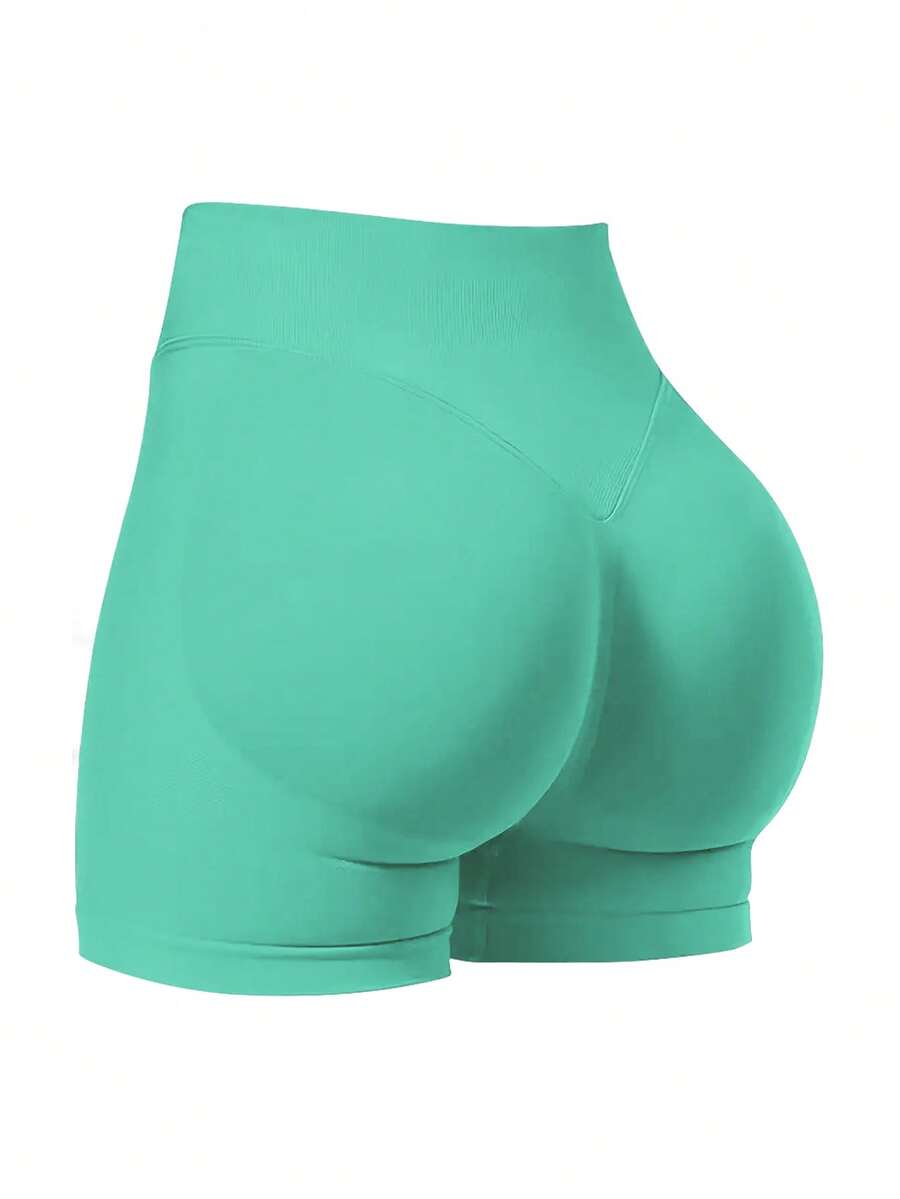 Pantalones cortos casuales de unicolor versátiles para uso diario & deportes para mujer - verde menta - Ver 1