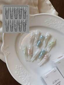 复古3D新娘雪纺丝带时钟，耐用高透明度易脱模硅胶美甲模具 - 無色 - 查看 14