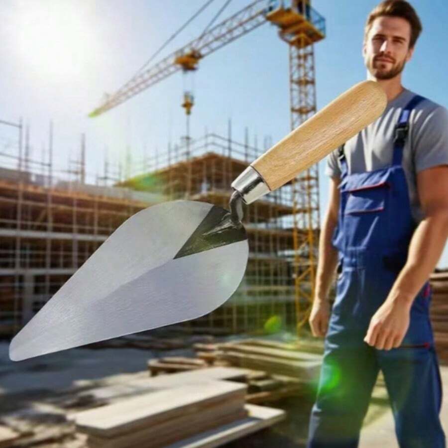 Bay trát vữa cán gỗ bằng thép carbon, dao trát vữa, bay trét vữa, xẻng đa năng dùng trong nhà và làm vườn. - A - Xem 1