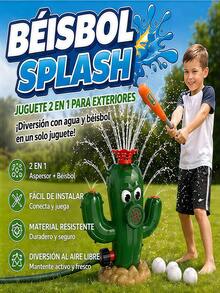 Juguete 2 en 1 Regalo para niños: Juguete de béisbol con rociador de agua de cactus verde: un divertido juego de agua para exteriores, perfecto para fiestas en el jardín y la piscina. - Verde Oliva - Ver 1