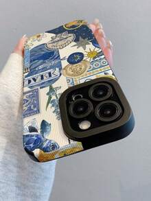 1个时尚创意全屏海洋元素贝壳、鱼、花、海龟条纹保护手机壳，适用于三星/苹果17/16/15/14/13/12/11Pro Max/12Pro/14Plus等型号 - 彩色 - 查看 5