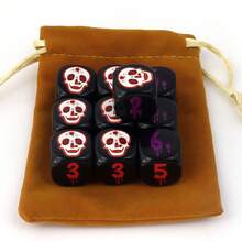 Juego de 10 dados D6 con calavera, números rojo & púrpura vibrantes, material premium. Perfecto para juegos de rol de mesa, Halloween, regalos para jugadores, decoración, juegos al aire libre y regalos festivos. - TQ-Y-109 - Ver 6