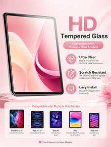 BOLLYMORE 2pcs Ultra-Clear High Definition Tablet Screen Protector, Scratch-Resistant, Anti-Dust, Bubble-Free Screen Film Compatible With Ipad 10th, 11th Gen, Pro 12.9", Mini 6, Daily Tablet Accessories - Clear - View 8