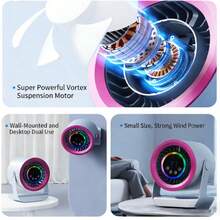 Akane Mini Desktop Fan, Small USB Rechargeable Quiet Desktop Fan, Cooling Table Fan With LED Digital Display, 360° Adjustable Tilt, Suitable For Bedroom, Office And Home (4 Color Options) - Desk Fan - View 6