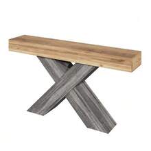Console Table With X-Shaped Legs, Narrow Console Table, Wood Look, Particleboard, For Hallway And Living Room, Side Table - Natural Color - View 6