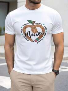 Imagen de una manzana formada por lápiz y borrador que simboliza la educación la creatividad la confianza y la dedicación del maestro transmitiendo gratitud respeto e inspiración para quienes ense?an con pasión camiseta de hombre talla% algodón NCAF - Albaricoque - Ver 12