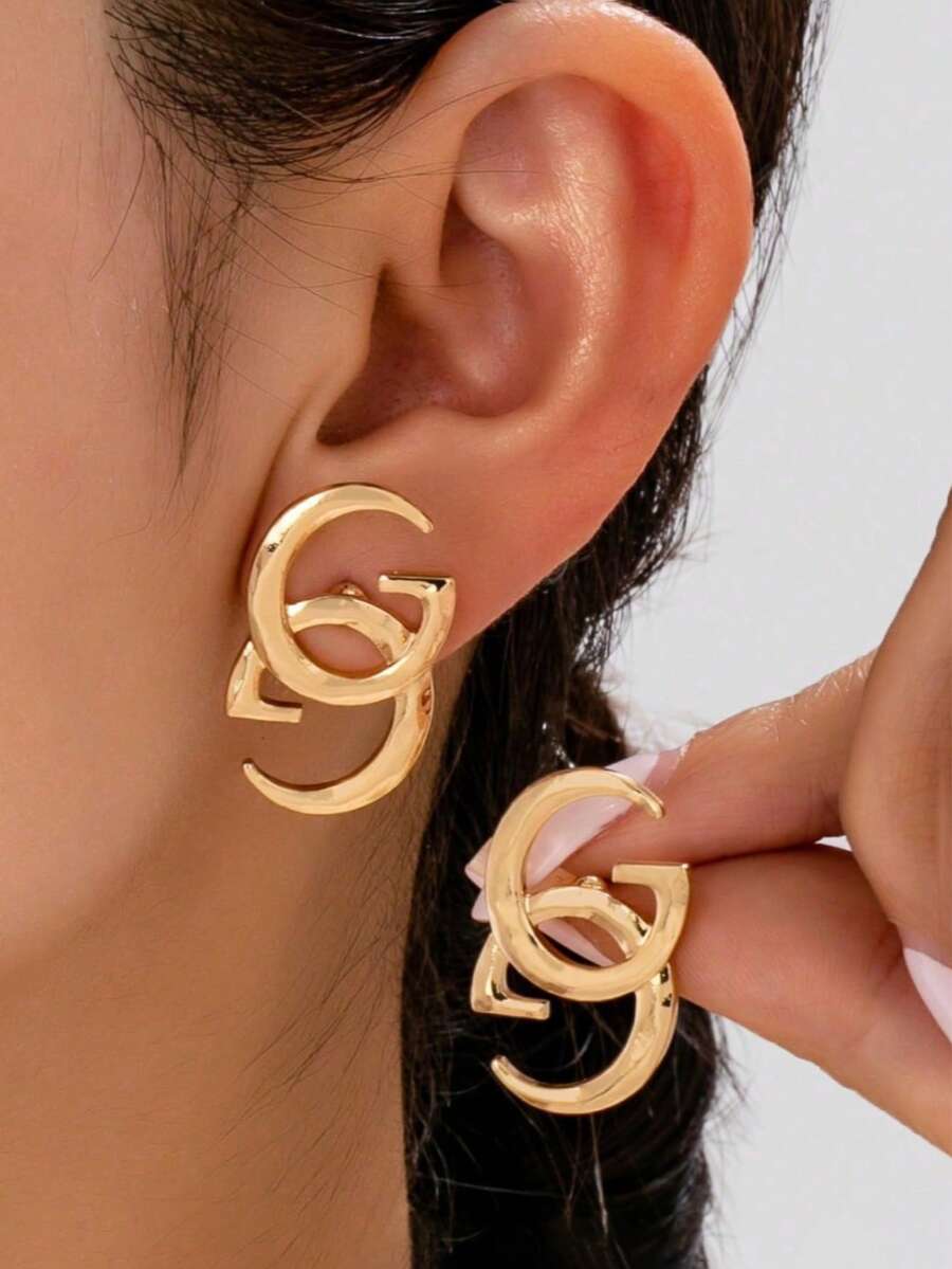 Khuyên tai chữ G kép thời trang và thanh lịch, thể hiện cá tính nữ tính mạnh mẽ, kiểu dáng retro dành cho các bữa tiệc. - Mẹ và con - Xem 1