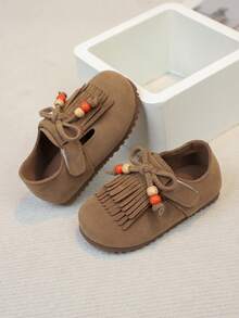 1 Pair Children's Beaded Birkenstocks Style Flat Shoes, Soft & Comfortable, Essential For Spring & Autumn - Brown - View 3