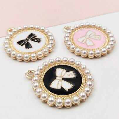 3 chiếc mặt dây chuyền hình bướm, đĩa tròn, khung ngọc trai bằng hợp kim nhiều màu sắc, phụ kiện trang sức DIY, móc khóa, mặt dây chuyền vòng tay
