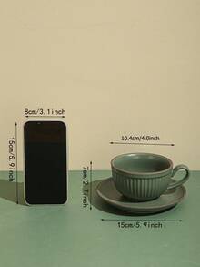 2件套（1个杯子和1个碟子）陶瓷咖啡杯碟套装，适用于家庭厨房、餐厅、客厅，可作为礼物，饮用茶、咖啡、牛奶、果汁，也可用于婚礼、派对、生日等场合。 - 彩色 - 查看 5