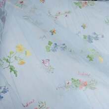 Designer Spring/Summer DIY Fabric: Modern Botanical Pattern Dense Mesh Multicolor Embroidered Fabric - Multicolor - View 21