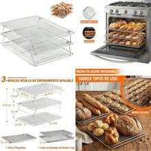 U Chef Rejilla de Enfriamiento para Repostería de 3 Niveles Estantes Apilables de Acero Inoxidable de 30 x 42 cm Aptas para Horno y Lavavajillas Ideales para Galletas Pan y Asado - como en la imagen - Ver 1
