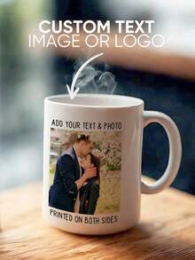 1pc 11oz Personalized Photo Coffee Mug, Customizable With Photo, Text Or Name - Suitable Gift For Mom, Dad, Boyfriend, Girlfriend, Best Friend, Thanksgiving, Christmas, Multifunctional, Decorative, Elegant, Fashionable, Colorful, Modern, Customizable, Personalized, Unique - Multicolor - View 3