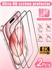 2片裝 15 高清鋼化玻璃螢幕保護貼，9H 硬度，透明防刮防摔，相容 iPhone 17Pro Max/17/17Pro/16/16Pro/16Plus/16Pro Max/11/12/13/14/Xs/Xr，防水防震防指紋，全螢幕覆蓋 - 無色 - 查看 28