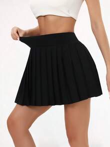 3-Piece Women's Solid Color Pleated Skirt Mini Skirt High Waisted Women's Sports Skirt With Pockets For High Elasticity, Comfortable Riding, Running, Training Shorts, Moisture Wicking - Multicolor - View 4