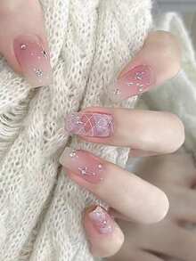 Stiker Kuku Warna Coral Pink, Stiker Nail Art Tahan Air, Warna Solid, Green Onion Pink, Stiker Kuku Gradien Ombre - Lilac Purple - View 5