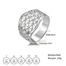 LIKGREAT Nhẫn hình hoa sự sống thanh lịch dành cho nữ, bé gái, chất liệu thép không gỉ, màu vàng, kiểu dáng thường ngày, quà tặng kỷ niệm cho người yêu. - Bộ sưu tập hoa hình học - Xem 14