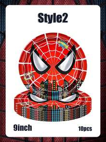 Marvel 漫威超级英雄主题一次性派对餐具，包含7英寸/9英寸加厚纸质餐盘、10个纸杯、20张餐巾纸，适用于主题派对、新年聚会、生日派对、野餐等。 - 餐具 - 查看 3