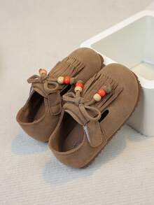1 Pair Children's Beaded Birkenstocks Style Flat Shoes, Soft & Comfortable, Essential For Spring & Autumn - Brown - View 2