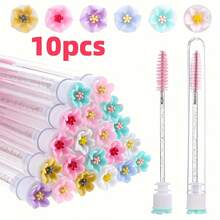 10pcs Mascara Wand Set, Eyelash Brush, Eyelash Curler, Makeup Tools (Floral Design) - Multicolor - View 8