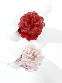 1pc/2pcs 5cm/1.96in Small Size Solid Color Shiny Glitter Flower Hair Claw Clips, Suitable For Thin Hair, Versatile For Daily Wear, Party And Event Styling Summer Hair Accessories Hair Clips Beach Hair Clutch - Multicolor - View 15