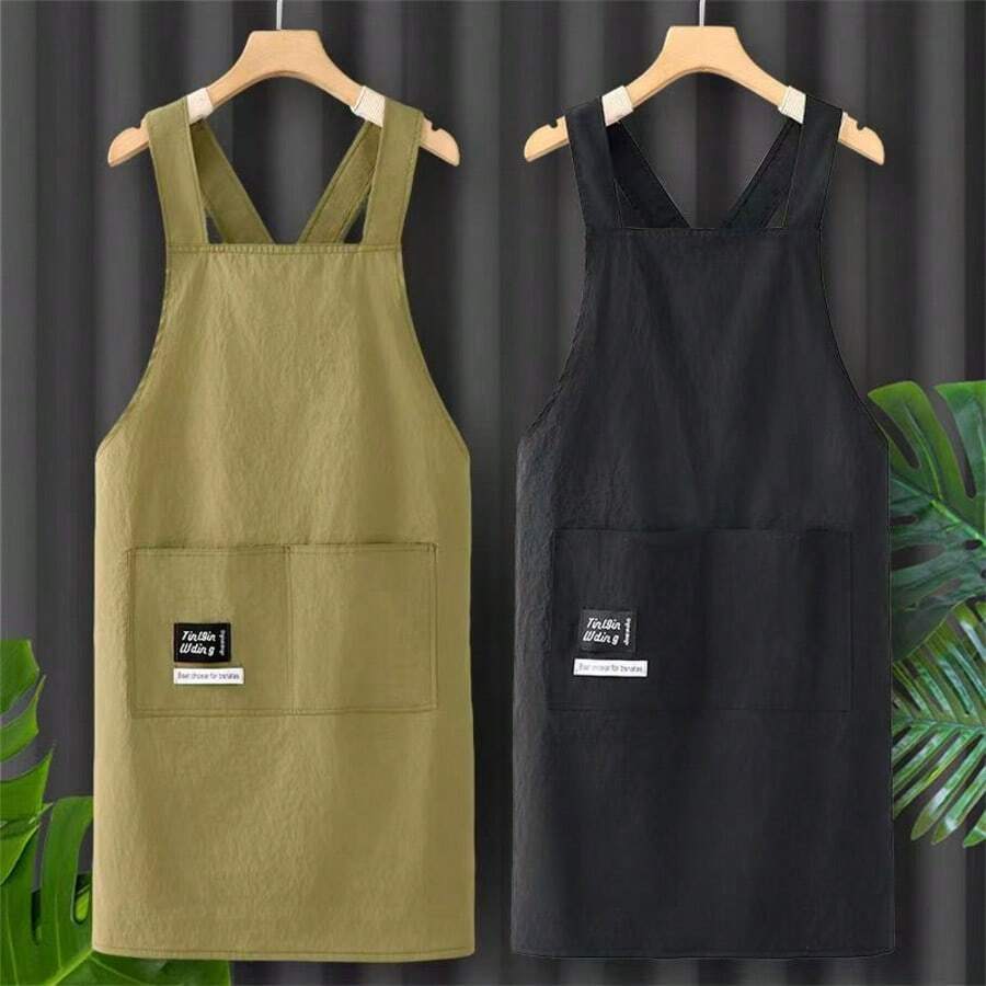 1 pieza Delantal sin mangas con diseño cruzado, hecho de fibra de poliéster, ropa de trabajo para cocina doméstica